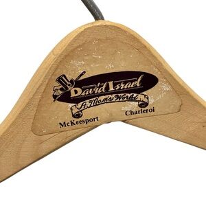 Vintage David Israel A Man's World McKeesport Charleroi PA Advertising Hanger